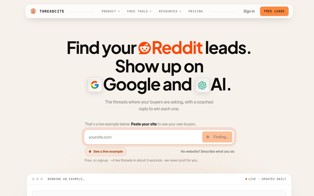 ThreadCite landing page
